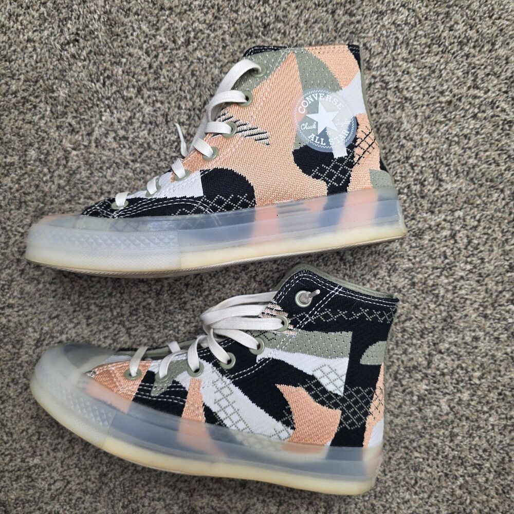 Converse High Top Sneakers in Peach, Black, White, Olive